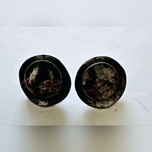 Vintage Chicos hammered brutaliat disks premium alloy post earrings, luxury